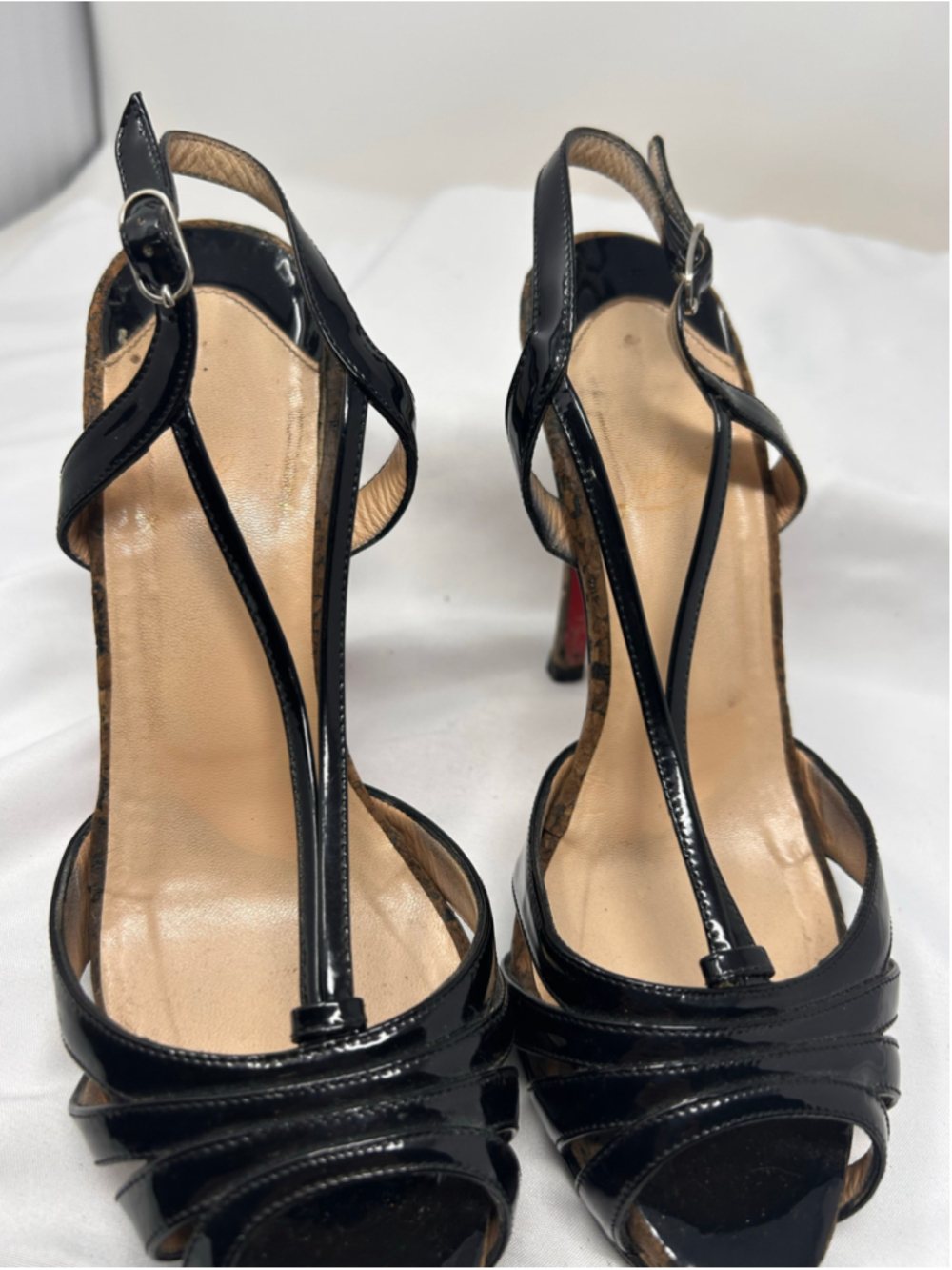 Christian Louboutin Activa Cork Platform Slingback Heels Black Patent 36.5 - Picture 9 of 9